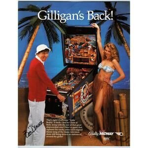 Gilligan's Island Pinball FLYER Original 8.5" x 11" Bob Denver 1991 Double Sided